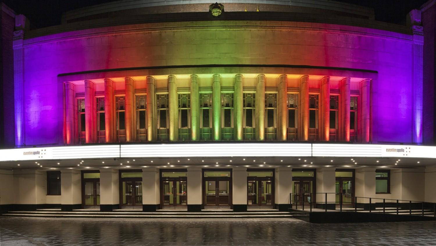 Illuminated architectural landmark at night